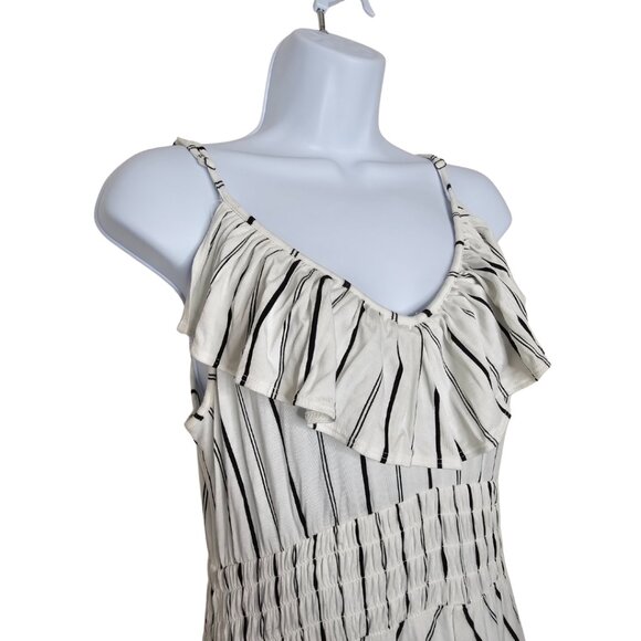 Express Striped High Low Strappy Dress Ruffle Detail Cutout Boho White Summer M - Picture 3 of 13